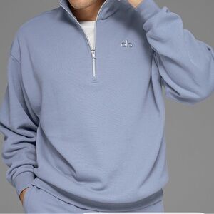 ALO Yoga Men's Light Gray Zip-Up Pullover